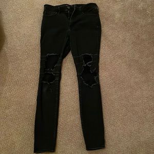 Hollister high rise super skinny black denim jeans!!